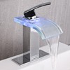 AVSIILE LED Bathroom Sink Faucet, Chrome Waterfall Single Hole Handle