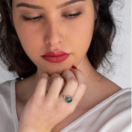 925 Sterling Silver Malachite Rings for Women - Anniversary Rings for Women - Sterling Silver Rings for Women - Dainty Sterling Silver Rings - Sterling Silver Malachite Ring - Anniversary Bands