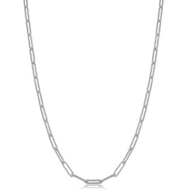 Kooljewelry Sterling Silver 2.9 mm Paperclip Chain Necklace for Men and Women, Metal