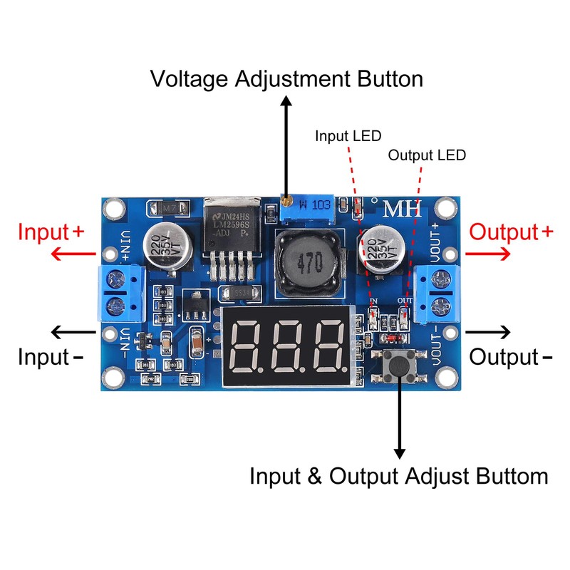 AOICRIE 2pcs LM2596S LM2596 DC-DC Buck Converter Adjustable Step-Down Voltage