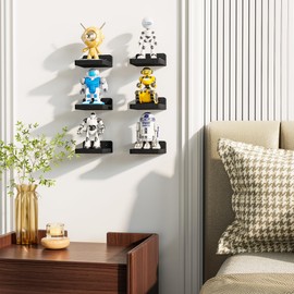 Alsonerbay Small Floating Shelves for Wall Set of 6, Black Shelves for Bedroom 10.2x10.2x4cm Wall Shelf for Living Room Book Shelves Bedroom Shelf