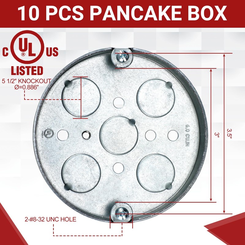 Hicarer 10 Pcs 293 4 Round Shallow Electrical Box with