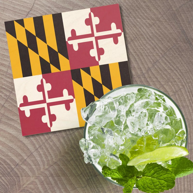 Unbranded Maryland State Flag 4'' X 4'' Square Wooden Coaster