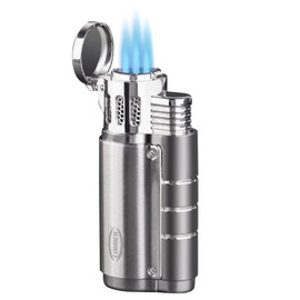 Cobber Triple Jet Flame Butane Lighter, Torch Lighter Adjustable Flame Lighter, Refillable Lighter for Men Gift Ideas(Silver)