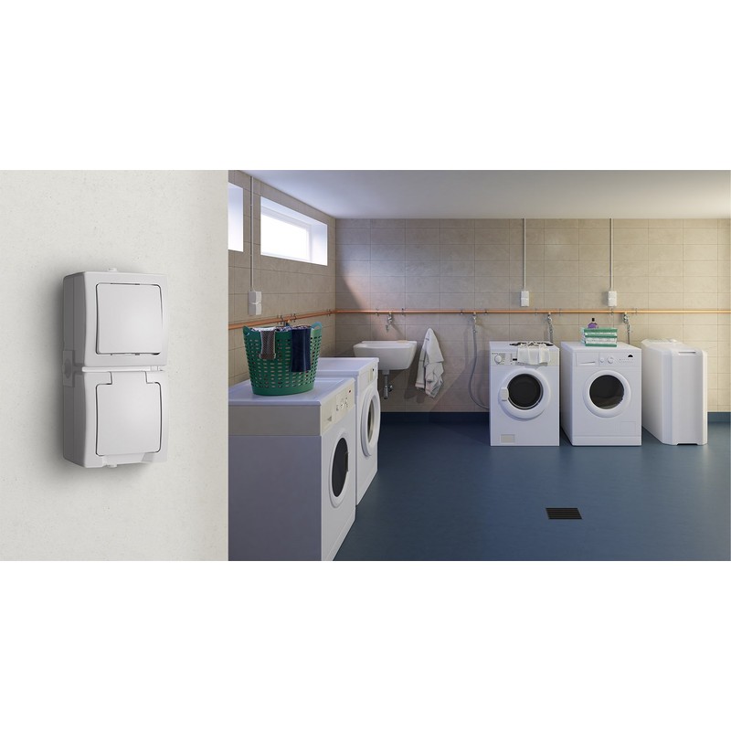 Kopp Nautic Double Protective Contact Socket with Hinged Lid and