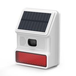 XUK Solar Motion Sensor Alarm - 100dB Siren with 11 Alerts, 12m Sensing Distance, IP65 Waterproof, 4 Modes, Security for Home, Villa, Farm, Barn – Deter Intruders Instantly