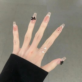 Domiya Nail Tips, 24 Pieces, Nail Tips, Short, Summer, Popular, Japanese Style, Cute, Simple, Stylish, Coming of Age of Entrance Ceremonies, Graduation Ceremonies, Weddings, Parties, Brides, Daily