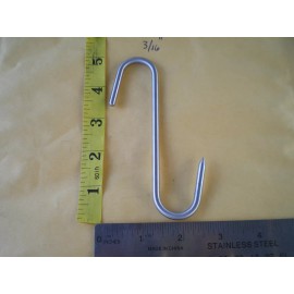 HAND MADE 10 PCS. HEAVY DUTY STAINLESS STEEL MEDIUM MEAT/POULTRY S HOOK, 5" X 5MM.