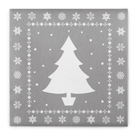 Sovie Home Linclass® Airlaid White Tree Napkin in Silver Christmas Tree Snowflakes 40 x 40 cm Pack of 12