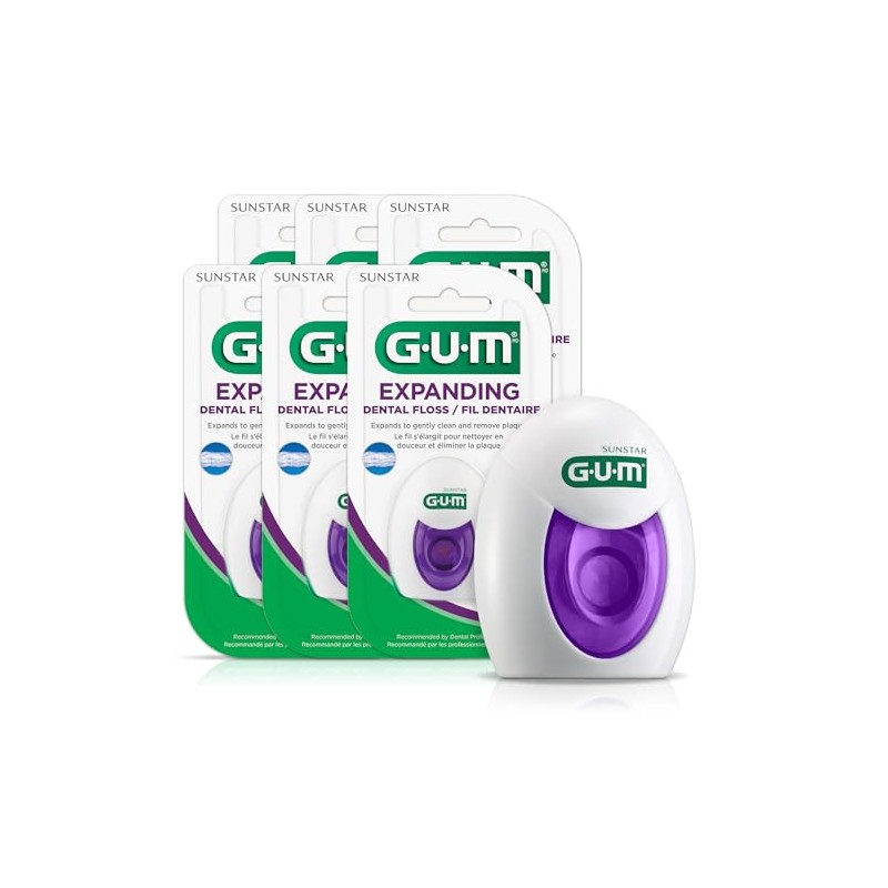 GUM - Hilo dental expandible, Paquete de 6