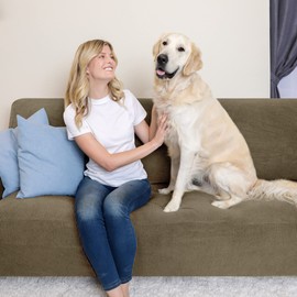 SUBRTEX Stretch Sofa Slipcover 2 Piece Sofa Cover 3 Seater Soft Couch Slipcover Washable Furniture Covers, Jacquard Fabric Small Checks(Olive Green,Sofa)