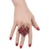 Unbranded Women Peacock Ring Red Pink Animal Feathers Metal Elastic