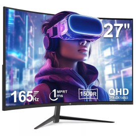 Z-EDGE 27" 2K QHD 2560x1440 165Hz 1ms Curved Gaming Monitor, FreeSync, HDMI, DP