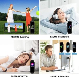 Reloj Inteligente Deportivo para Hombre y Mujer - Smart Sport Watch con Bluetooth - Control del Ritmo cardíaco y música - App Fit Pro - (Negro)       