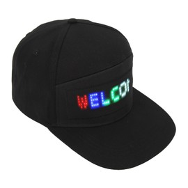 LED Hat, Programmable Colorful LED Cap with Removable Screen, Adjustable Size, Cotton Material, Simple to Use for Outdoor Concerts, Carnivals, and More (Black Hat)
