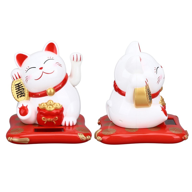 Lucky Cat Solar Powered Cute Decorative Wealth Welcoming Waving Fortune