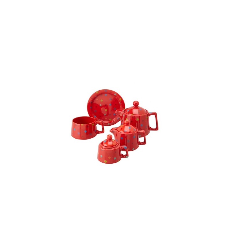 Classic Coffee & Tea Tower Tea Set, Red Polka Dot