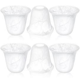 Teenyyou 6 Pcs Bell Shaped Alabaster Glass Lamp Shade Replacement Globe Ceiling Fan Light Covers with 1-5/8-inch Fitter Opening for Chandelier Wall Sconce Pendant Light Bathroom Vanity Fixture