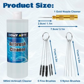 HOMY ARTY Airbrush Cleaner Kit 19.78 fl oz - with Nozzle Cleaner & Cleaning Brushes, Airbrush Cleaning Kit for Water-Based Acrylic Airbrush Paint, Art Tools, Brushes & Airbrushes