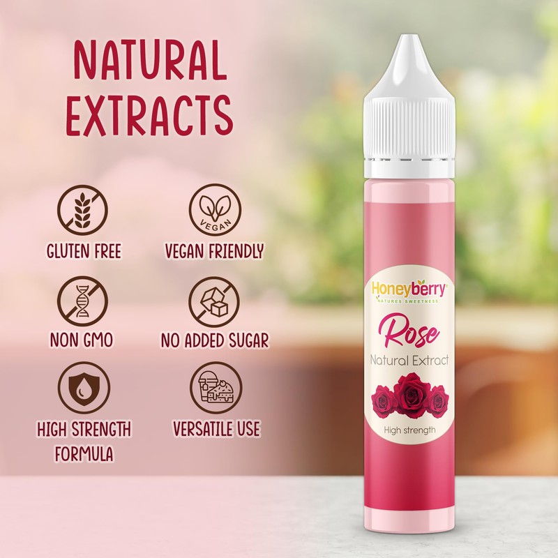 HONEYBERRY Natural Rose Extract 30ml – Professional-Grade Highly Concentrated Flavouring