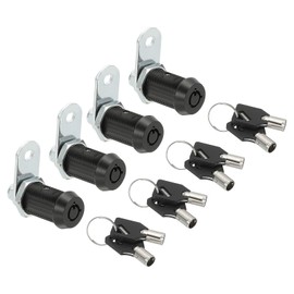 PATIKIL 4" Schrank-Cam-Schlösser, 4er-Pack gleichschließende Schrank-Cam-Schlösser Set Schlossersatz aus Zinklegierung für Schublade, Wohnmobil-Aufbewahrung, Werkzeugkasten, Schwarz