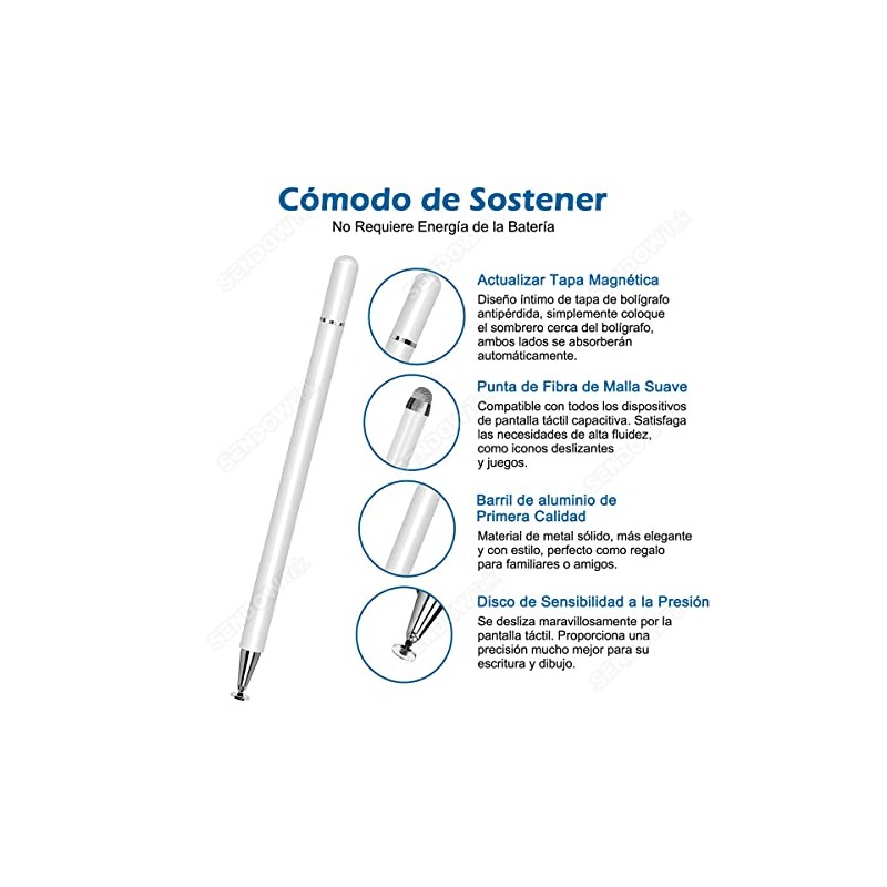 Sendowtek Lápiz Táctil Capacitivo 3 en 1, Lápiz Óptico para