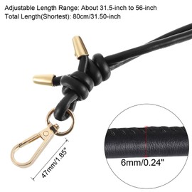 sourcing map Leather Purse Strap, 80cm/31.5" PU Adjustable Purse Straps Replacement for Women Handbag Shoulder Crossbody Bag, Black