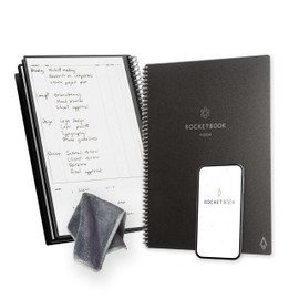 Rocketbook Fusion Reusable Undated Productivity Planner, Letter Size 21 cm x 29.7 cm, Black - Goals, Monthly and Weekly Calendar, Daily To-Do List, Lined and Dotted Notes Pages