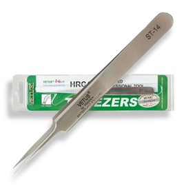 P-Beauty Cosmetic Accessories Vetus Eyelash Tweezers for Eyelash Extension ST-14, Ideal for Individual Eyelashes and Volume Technology, Includes Protective Cap, VETUS ST-14