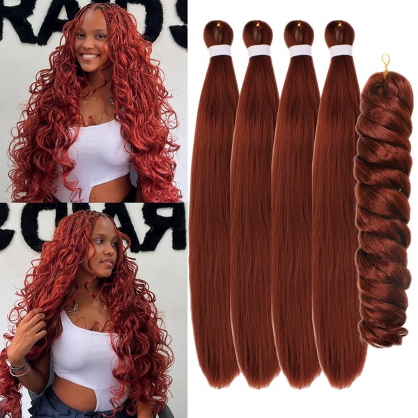 Ginger Braiding Hair Pre stretched Curly Ocean Wave Crochet Braids