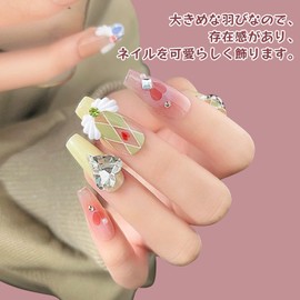 Nail Parts, Wings, Nail Deco Parts, 20 Pairs 3D 3D Dimensional Wings, 3D Nail Art Parts, Stylish, Cute, Devil's Wings, Feathers, Angel Wings, DIY Nail Decoration, Handmade Use, White, Black