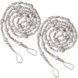 27feet Christmas Wooden Beads Wood Garland for Christmas Tree Bobo Christmas Holiday Decoration Boho Wall Hanging Farmhouse Home Decor Rustic(Retro Color)