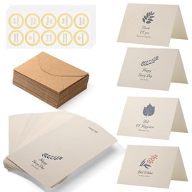 ZLLkeji Greeting Cards Set of 40 Thank You Cards with Envelope Blank Greeting Cards with Envelopes and Matching Stickers for Wedding, Invitation, Gifts, Graduation, Baby Showers