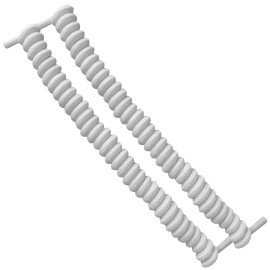 FOOTMATTERS Curly No Tie Shoe Laces - Elastic Spring Laces - White - 1 Pair