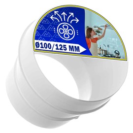 Ducting Reducer for Exhaust Air Hose Pipe Ø100/125 mm with The Original Code 481281718049 - Warranty 10 Years - MONTERAL