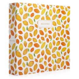 Jot & Mark Jot & Mark 8.5" x 11" Sturdy 3 Ring Recipe Binder with Spill-Proof Clear Binder Sleeves Sheet Protector, 30 Dual-Sided Recipe Card Pages for Written & Printed Recipes, Tabbed Dividers, Lemon Twist