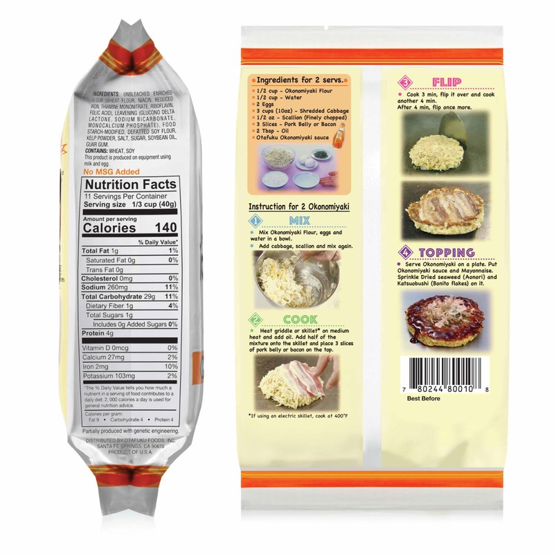 Otafuku Okonomiyaki Flour for Japanese Okonomiyaki Pancakes, 12 Servings, 15.9