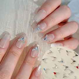 30Pcs French Nail Charms for Acrylic Nails 3D Alloy Nail Rhinestones Multiple Colors V-Shaped Design Glitter Crystal Nail Jewelry Nail Art Supplies Kit for Women Girls Manicure Charms Accessories DIY