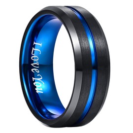 NUNCAD Men’s/Women’s Tungsten Carbide Ring, 4/6/8/10 mm, Fashion Jewellery, Wedding/Engagement Rings, Couple or Friendship Ring, Black, Blue, Gold, Rose Gold, Size 47–80 mm (15–25.4), Tungsten