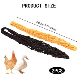 TRKETK 2 Pcs Vegetable Hanging Feeder, Treats for Hens Fruit Feeder Chicken Vegetable String Bag Hanging Feeder Toy Poultry Fruit Holder for Hens Goose Duck Large Birds (Black and Yellow)