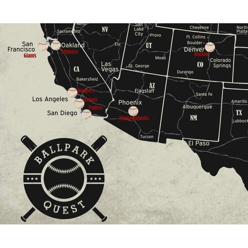GEOJANGO Baseball Stadium Map Poster - Vintage Edition (24Wx18H inches)