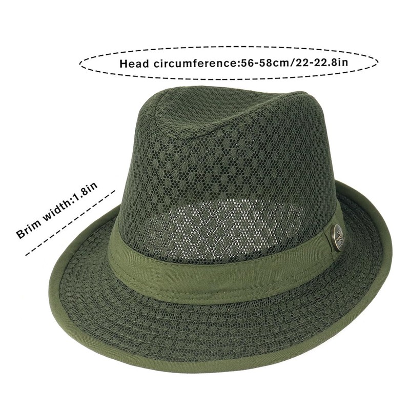 Initlove Mesh Fedora Hat for Men Short Brimmed Trilby Panama