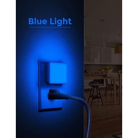 L LOHAS LED Blue Night Lights Plug into Wall 2-Pack, 0.3W Plug in Night Light, Dusk to Dawn, Bright Nightlight Auto-On/Off, for Adults Kids Room Bedroom Bathroom Hallway Kitchen, Non-Dim