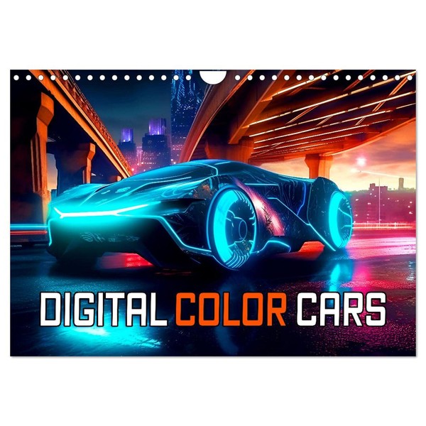Digital Color Cars (Wandkalender 2025 DIN A4 quer), CALVENDO Monatskalender