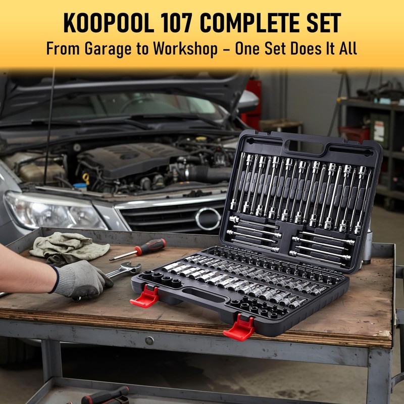 107-Piece Master Torx & Allen Bit Socket Set, S2 Steel,