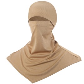 JaGely Balaclava Summer Full Face Mask for Sun Protection Breathable Motorcycle Hood Helmet Liners Windproof Long Neck Cover (Light Brown)