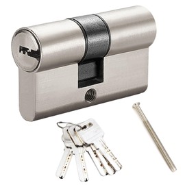 Idota Lock Cylinder, Cylinder Lock 30/30 with 5 Keys, Lock Cylinder Lockable on Both Sides, Door Lock Cylinder for All Types of Doors (3030)