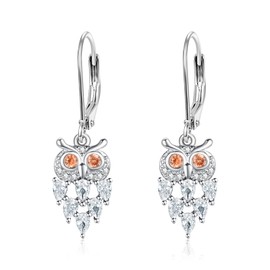 Owl Dangle Earrings Sterling Silver Owl Drop Earrings Jewelry for Women