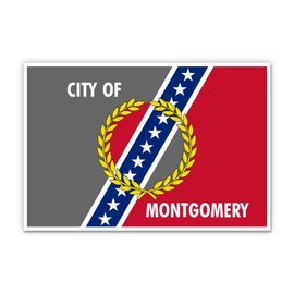 Squiddy Montgomery Alabama Flag - Vinyl Sticker Decal for Phone, Laptop, Water Bottle (3" Wide)