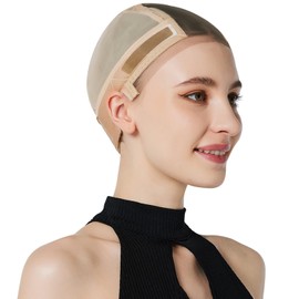 Xiushumyi Wig Cap Lace Wig Grip Cap for Keeping Wigs in Place Wig Cap with Grip Band Make Your Wigs Glue Free Non-Slip Wig Caps for Women (Nude, M)